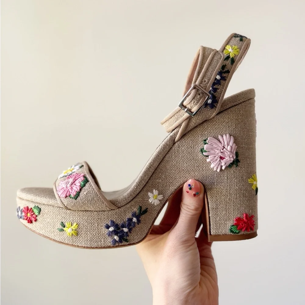 Tabitha Simmons - Calla Meadow Canvas Espadrilles - size 9.5 - Excellent Cond.